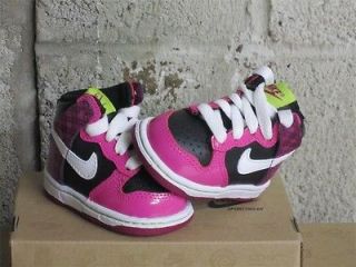 Nike Dunk High TD Toddler Black White PInk Neon Green DS Sz 4 new 