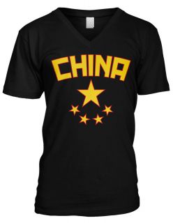   The Five Starred Mens V neck shirt Chinese Olympics gold medal Tees