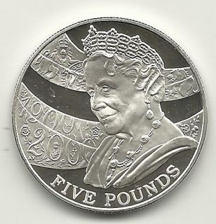 GREAT BRITAIN 2000 QUEEN MOM CENT. 5 POUNDS STERLING SILVER IMP 