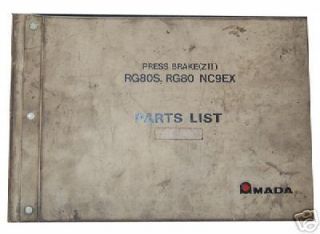 amada press brake rg80s rg 80 nc9ex parts lists 1991