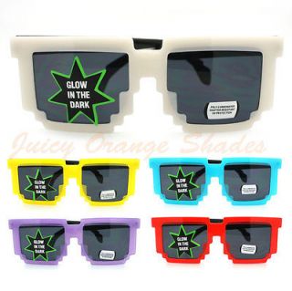   IN THE DARK PIXEL Sunglasses RAVER Fun PARTY Shades 7 NEON Colors NEW