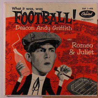 ANDY GRIFFITH What It Was, Was Football (comedy vinyl 45)