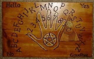 Newly listed hand made wooden ouija spirit talking board hand
