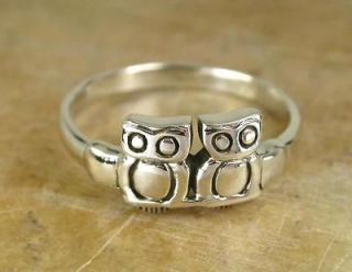 HOOT HOOT UNIQUE .925 STERLING SILVER OWL RING size 6 OWLS
