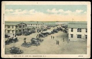 Auto Line Up CAMP (Fort) DIX, Wrightstown NJ WWI Postcard c1917