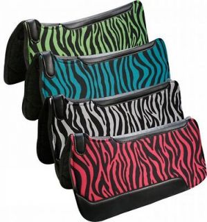 new showman 30 x 32 zebra design saddle pad pink