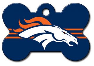 NFL Denver Broncos Engraved Dog Bone Pet/Dog ID Tag with Free Key Ring