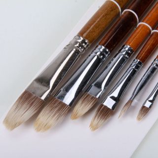 6PCS Artist Flat Oil Painting wooden Paint Brush size 12# 10# 8# 6 
