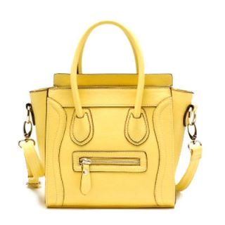 Small Yellow Square Bucket Tosca Satchel Handbag Italy Shoulder Cross 