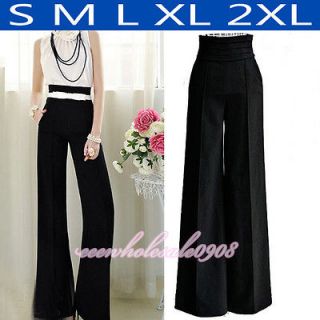   Vintage Long Pants High Waist Wide Leg Flared Palazzo Trousers S M L