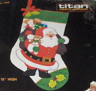 1986 titan santa w toys felt christmas stocking kit nip