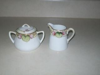 nippon hand painted creamer sugar and lid 