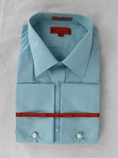 Pascal Morabito Light Sky Blue Button Front Dress Shirt 16 1/2 34/35 