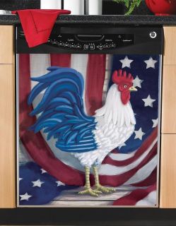 Patriotic Country Rooster Kitchen Dishwasher Cover Magnet ~NEW~