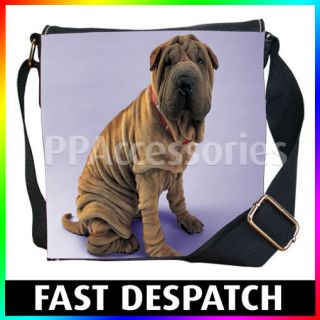 shar pei dog purple background denim shoulder bag more options