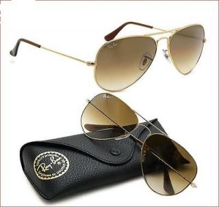 NEW Ray Ban 3025 RB3025 001/51 Gold Aviator Brown Gradient Sunglasses