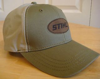 Stihl The Contender Olive Front Beige Back Hat / Cap with Leather 