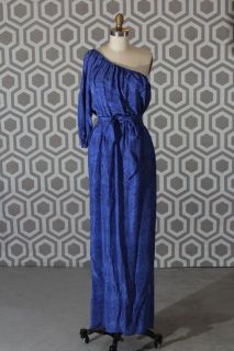 NWT Rebecca Taylor Silk Python Maxi Dress 8 One Shoulder Navy Purple