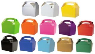   Kids Plain Colour Carry Food Loot Favour Birthday Party Bag Boxes