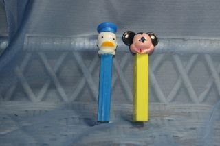 Vintage Walt Disney Austria Mickey Mouse & Donald Duck PEZ no feet
