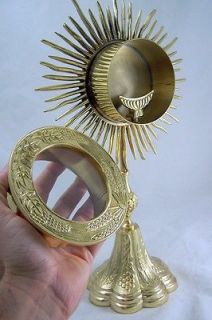 Huge Heavy Religious Catholic Gold Relic Case Reliquary Monstrance 