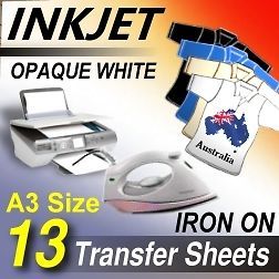   OW] Sheets Blank IRON ON HEAT TRANSFER INKJET PRINTER PAPER DARK SHIRT