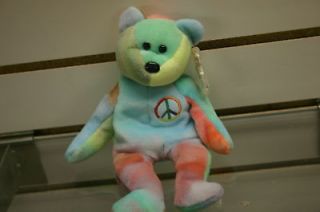 peace tie dyed bear original beanie baby 1996 mwt time