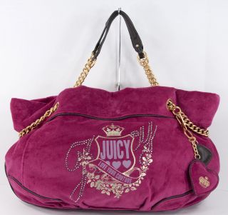   COUTURE RASPBERRY VELOUR LEATHER DUCHESS CHAIN STRAP PURSE YHRUO263