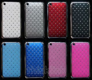 New Rhinestone Bling Chrome Plated Hard Back Case Cover for iPhone 3G 