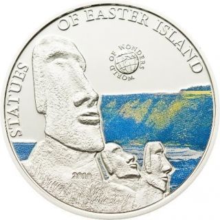 palau 2010 easter island colour 5 silver coin proof from