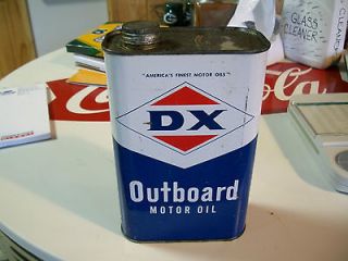 DX OUTBOARD MOTOR OIL CAN ONE QUART GAS SIGN SUNOCO TEXACO PURE 76 