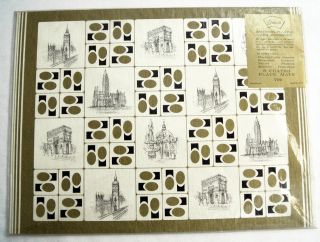   1960s Stancraft World Travel Playing Card Place Mat Set 