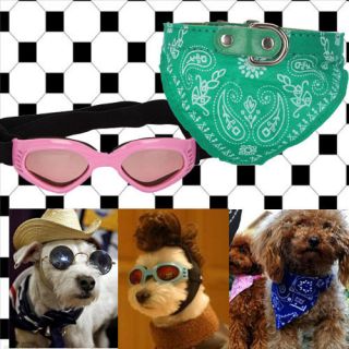 Pet Dog Cat UV Goggles Sun Glasses Pink+ Bandana Scarf Collar 