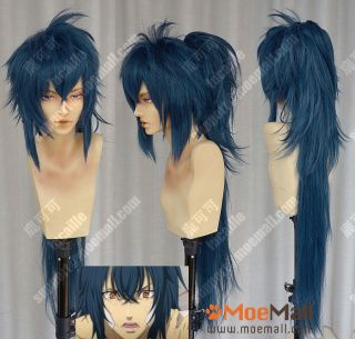 Hakuouki Ibuki Ryunosuke Dark Blue Cosplay Party Wig w/Ponytail