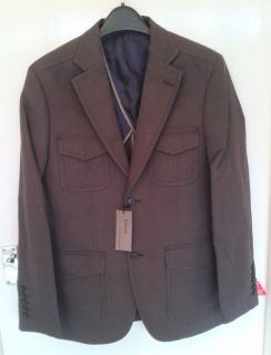 Mens Designer Paul Costelloe Blazer Military Jacket Brown 38 / 40 R 