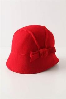 Nwt Rare Anthropologie Stitched Scarlet Cloche Red Hat By Bacci Made 