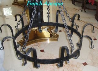   HAND FORGED WROUGHT IRON GORGEOUS POT PAN UTINSEL HOLDER FLOWERS