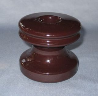 Electrical Power Line Insulator   Dark brown glazed porcelain, vintage