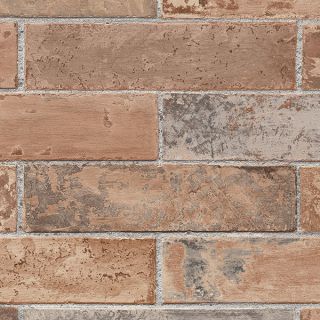   Brick Wall Wallpaper/ Earth Tone Faux Stone Prepasted Vinyl Wallpaper