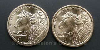 2012 P+D Native American Sacagawea Dollars 2 Coin Set   Choice BU