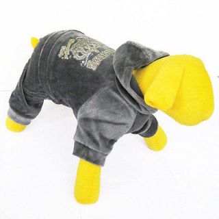 Gray Sports Velvet Hoodie dog clothes overall Chihuahua M