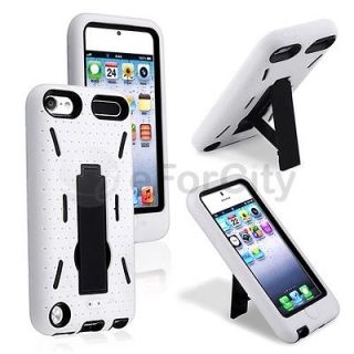   Stand Black/White Hard Case Gel Cover for iPod Touch 5th Gen 5G 5