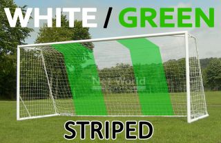 Striped Soccer Goal Net WHITE/GREEN [Single] 24 x 8 Goal Posts Nets 