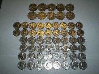 Lot 50 Kennedy half dollars, 40 different. 10 Eisenhower coins all 10 
