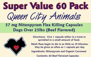 60 Queen City Animals Nitenpyram Flea Killing Capsules Dogs 25   125 