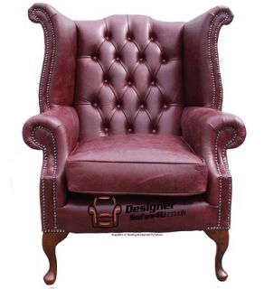 Chesterfield Queen Anne Fireside High Back Wing Chair Hand Dyed 