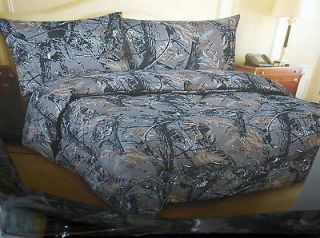 Camo Hunt Patern 7 Piece Queen Size Comforter`Set 800 TC,Sheet Set,New 