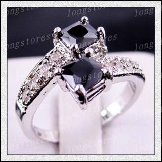 black sapphire/amethyst/champagne topaz ladys 10KT white Gold Filled 