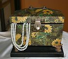   gulided green with flower design treasure chest expedited shipping