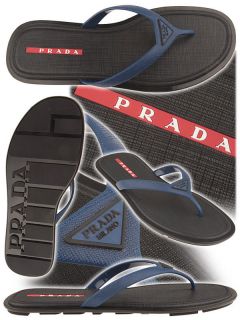 2012 prada men s timeless logo thongs sandals uk 6 5 us 7 5